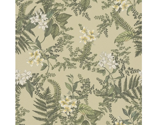 Behang met varens en bloemmotief