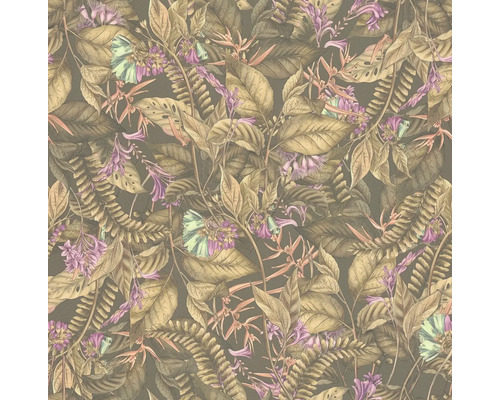 Behang met blad- en bloemmotief