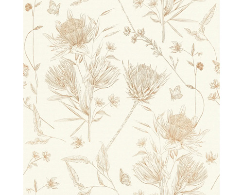 Bloempatroon behang met Protea bloemen en vlinders