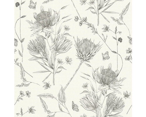 Behang met bloemen en vlinders