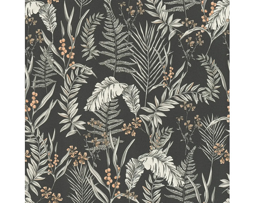 Behang met blad- en plantenmotief