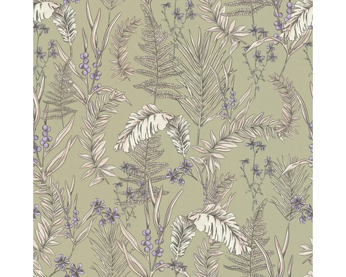 Behang met planten- en bloemenmotief