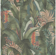 Behang met jungleprint en tropische bladeren