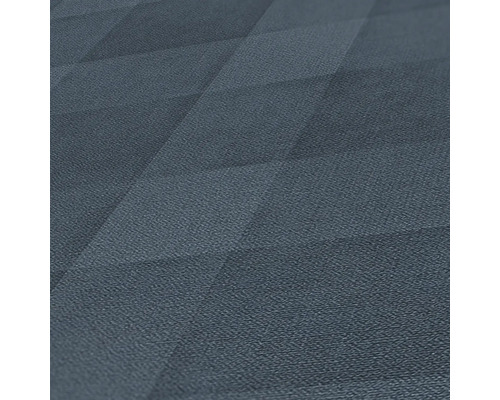 Close-up van een donkerblauw vinylvloeroppervlak met ruitpatroon