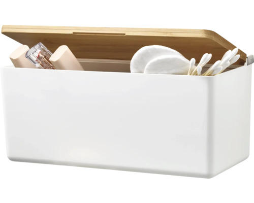 Opbergdoos met bamboe deksel voor badkamerartikelen