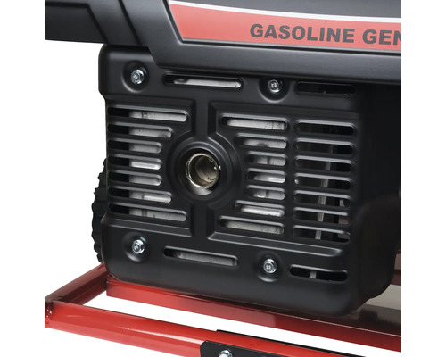 Gedetailleerde weergave van een benzinegenerator, met de afdekking en het frame.