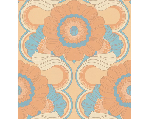 Behang met bloemmotief in de stijl van de jaren zeventig