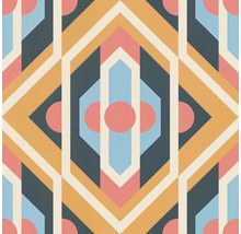 Geometrisch behangpatroon met cirkels, zeshoeken en ruiten