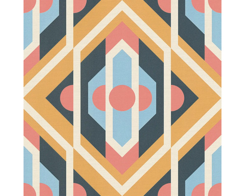 Geometrisch behangpatroon met cirkels, zeshoeken en ruiten