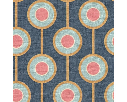 Behang met cirkelpatroon en verbindingslijnen.