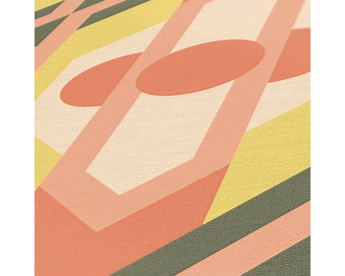 Close-up van een behang met geometrische vormen