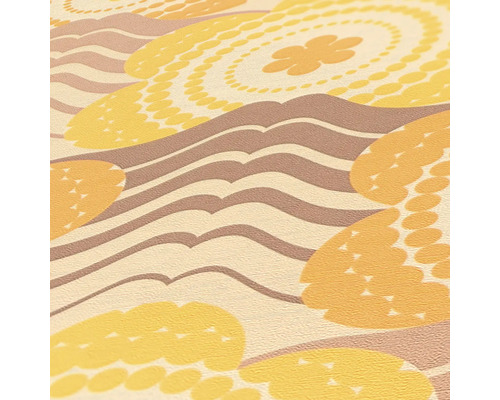 Behang met cirkels en golvend patroon