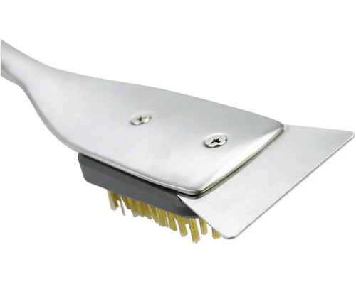 Metalen grillborstel met schraper