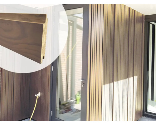 ELEPHANT Gevelbekleding Radiata Pine Thermo, 28x122/140x2400 mm Houten gevelbekleding met mes en groef en detailopname