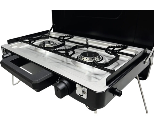 Dubbel kooktoestel met twee pitten en windscherm