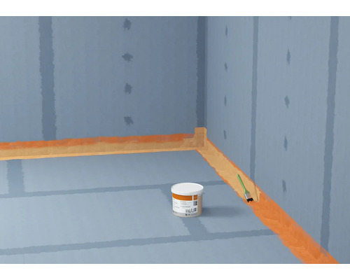 Scene van een kelder met afdichting, emmer en borstel