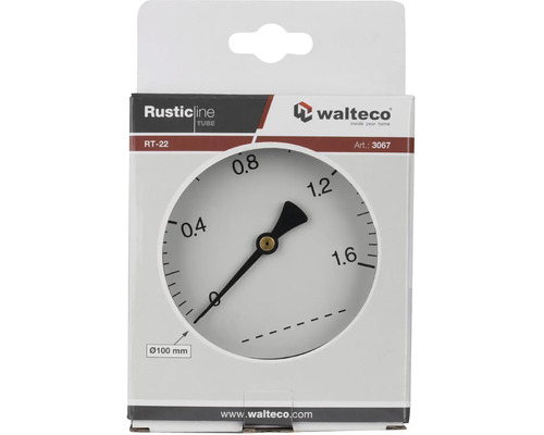 Walteco Rusticline buismanometer met een diameter van 100 millimeter in verpakking