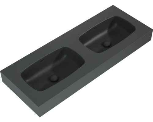 Dubbele wastafel van gegoten mineraal voor badkamer