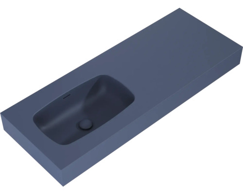 Wastafel van gegoten mineraal met rechthoekige vorm en geïntegreerd bassin