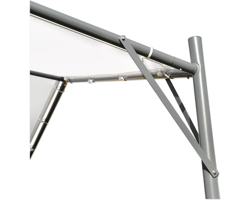 Detailopname van een tuinpaviljoen met metalen frame