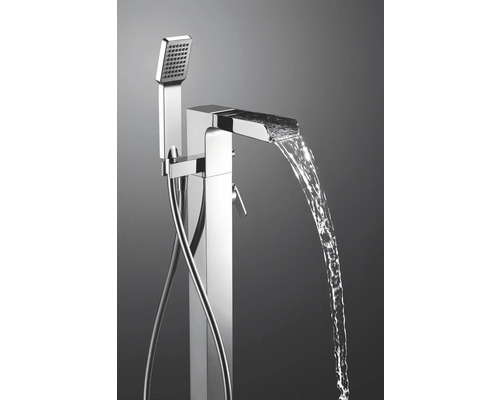 Vrijstaande badkraan met handdouche en waterstraal