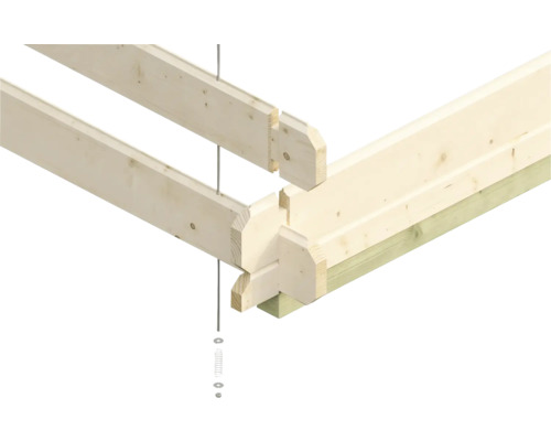 Houten constructie met verbindingsstukken voor constructie