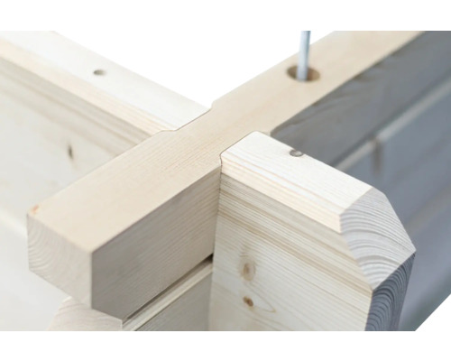 Detailaanzicht van een houten constructie met hoekverbindingen