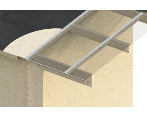 Detailaanzicht van een houten huis met dakconstructie