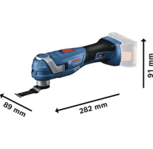 Bosch Professional multifunctioneel gereedschap met afmetingen