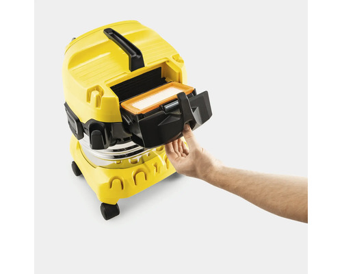 Gele multifunctionele stofzuiger met geplaatst filter