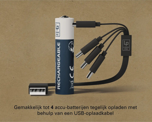 Oplaadbare batterij met USB-oplaadkabel