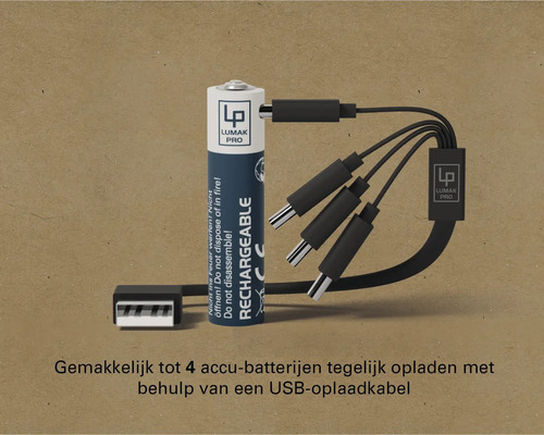 Lumak Pro batterij met USB-oplaadkabel