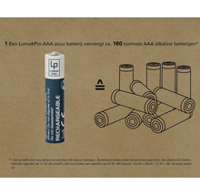 Een LumakPro AAA oplaadbare batterij vervangt circa 160 normale AAA alkaline batterijen