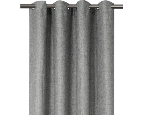 Grijs gordijn met ringen aan gordijnroede