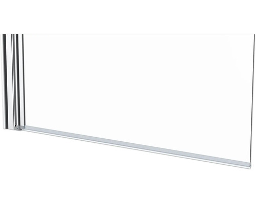 Detail van een douchecabine met glazen wand en frame