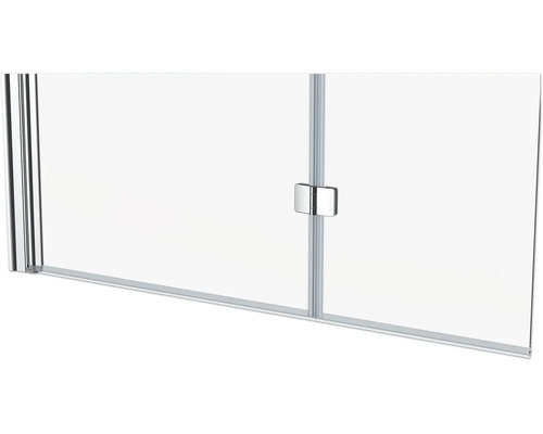 Detailaanzicht van een douchecabine met echt glas en een handgreep