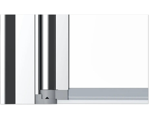 Gedetailleerde weergave van een douchecabine met metalen elementen