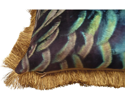 Decoratief kussen met verenpatroon en franjes