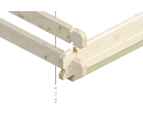 Houten hoekverbinding met veer