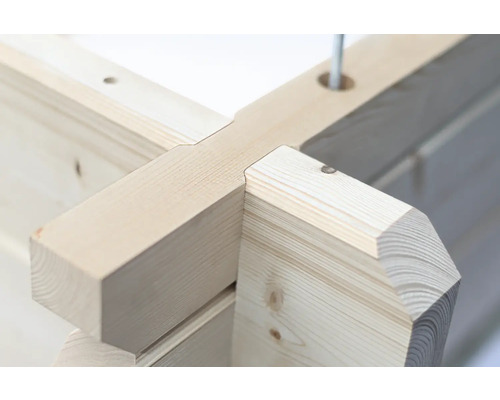 Detail van een houten hoekverbinding