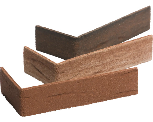 Drie baksteenstrips met hoekprofiel