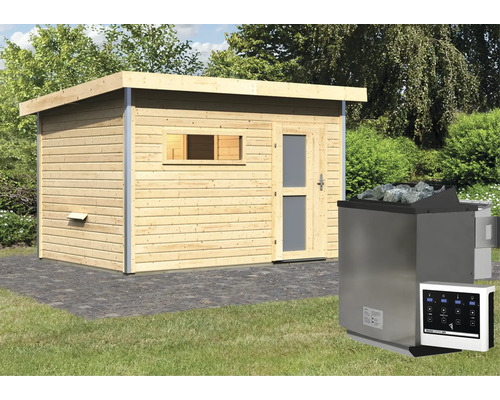 Houten sauna met saunakachel