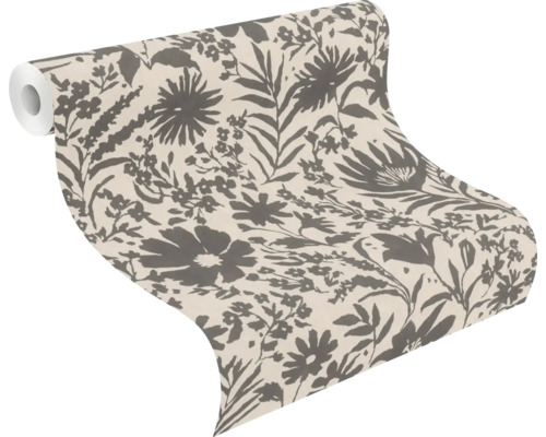 Rol behang met bloemmotief in donkere kleur