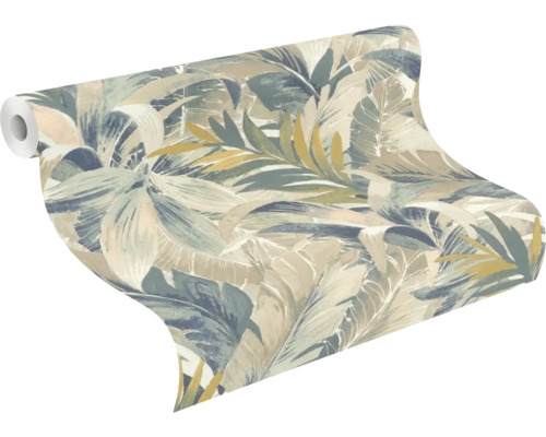 Rol behang met tropisch bladerenmotief
