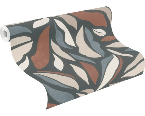 Rol behang met abstract bladmotief