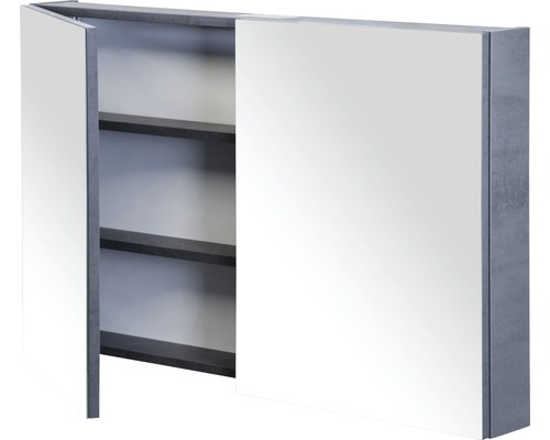 Spiegelkast met twee deuren en interne planken voor de badkamer