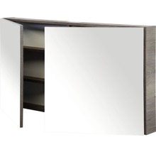 Geopende spiegelkast met planken
