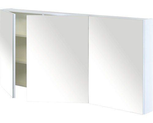 Spiegelkast met drie deuren, gedeeltelijk geopend, voor de badkamer