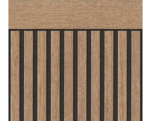 Wandpaneel met houtlook en verticale lamellen