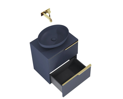 Wastafelcombinatie met opzetwastafel, kraan en open lade